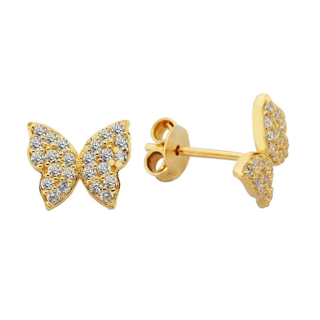 14K Real Solid Gold Butterfly Stud Earrings for Women handmade jewelry christmas gift cz tiny dainty charm mother girl dangle drop birthday minimalist latika jewelry